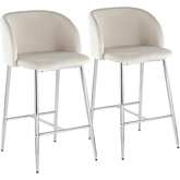 Fran 26" Counter Stool in Cream Velvet & Chrome Metal (Set of 2)